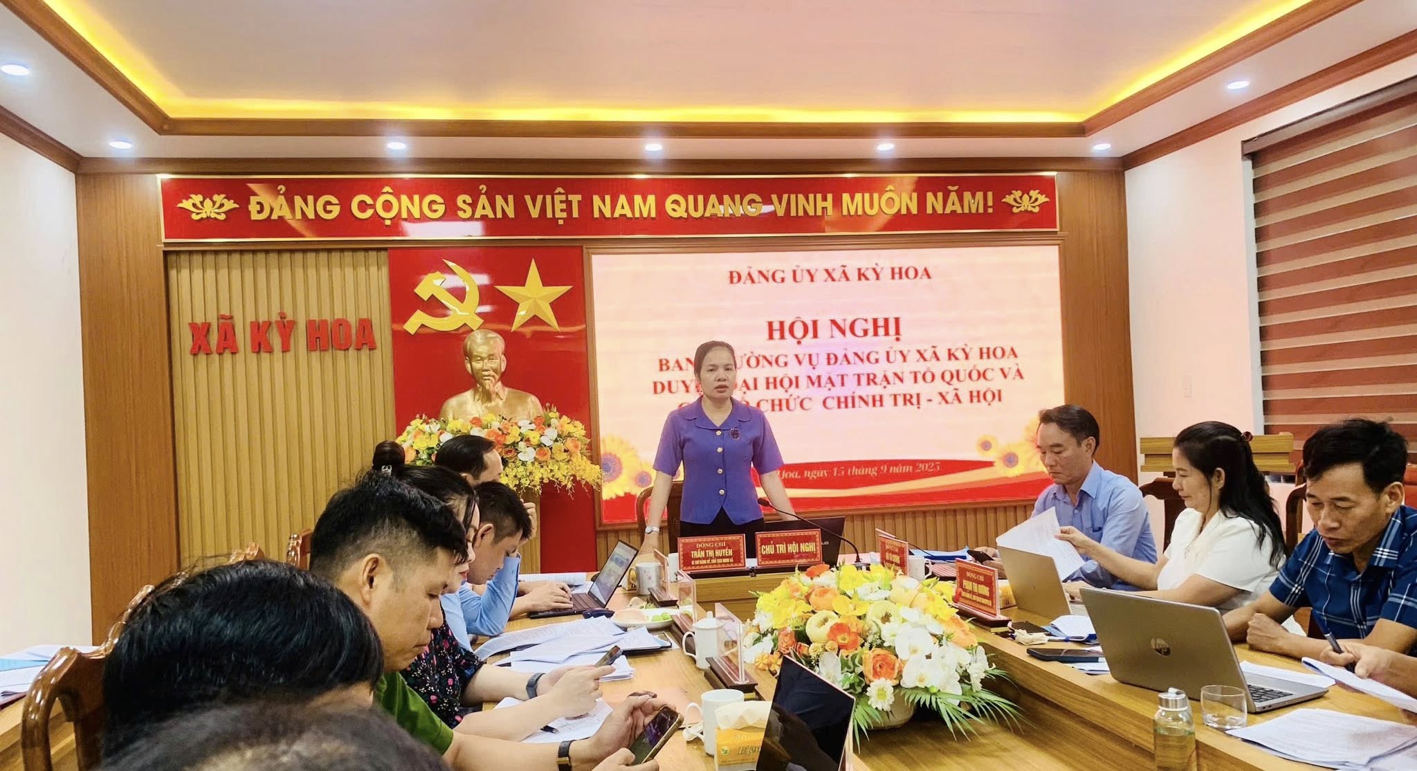 Ban thường vụ Đảng uỷ xã Kỳ Hoa duyệt đại hội UBMTTQ và các tổ chức chính trị xã hội xã Kỳ Hoa nhiệm kỳ 2025 - 2030. 