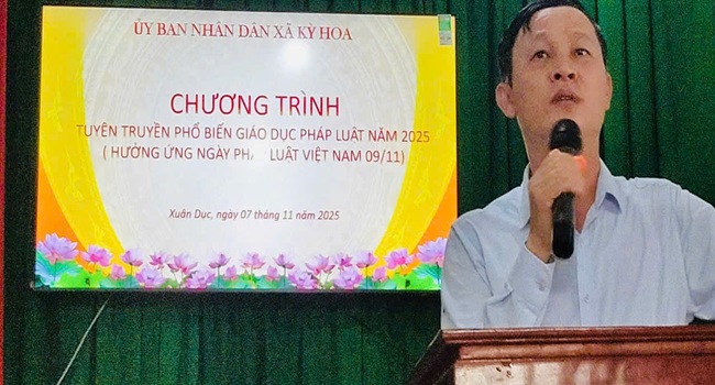 Ủy ban nhân dân xã Kỳ Hoa tổ chức tuyên truyền phổ biến giáo dục pháp luật cho bà con nhân dân trên địa bàn
