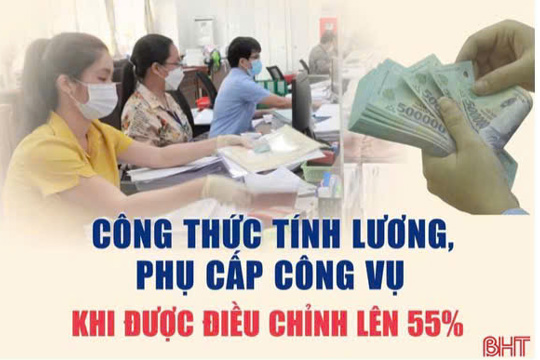 Công thức tính lương, phụ cấp công vụ khi được điều chỉnh lên 55%
