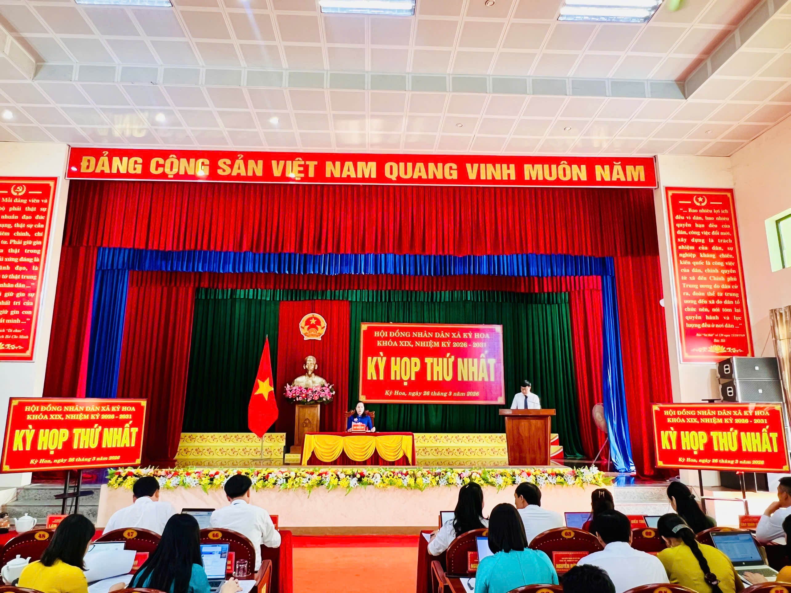 HĐND xã Kỳ Hoa khóa XIX, nhiệm kỳ 2026 – 2031 bầu các chức danh chủ chốt và quyết nghị một số nội dung quan trọng thuộc thẩm quyền