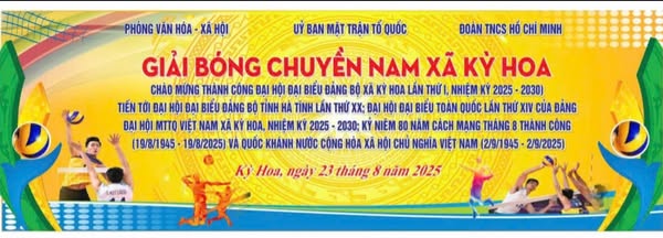 xã Kỳ Hoa tích cực chuẩn bị tổ chức sôi nổi, chất lượng giải Bóng chuyền nam toàn xã chào mừng thành công đại hội Đảng bộ xã lần thứ I và kỷ niệm 80 năm cách mạng tháng 8, quốc khánh 02/9